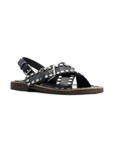 prada woven flat sandals|prada studded pony skin sandals.